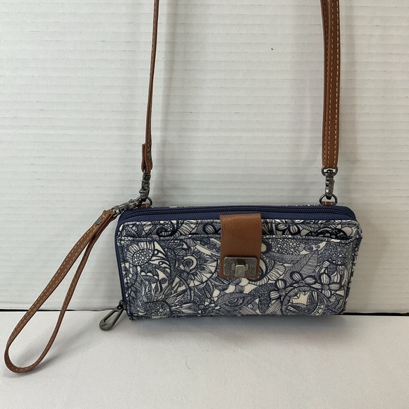 SAKROOTS Navy Spirit Desert Artist Circle Crossbody Zip Wallet Bag/Wristlet - Picture 2 of 13